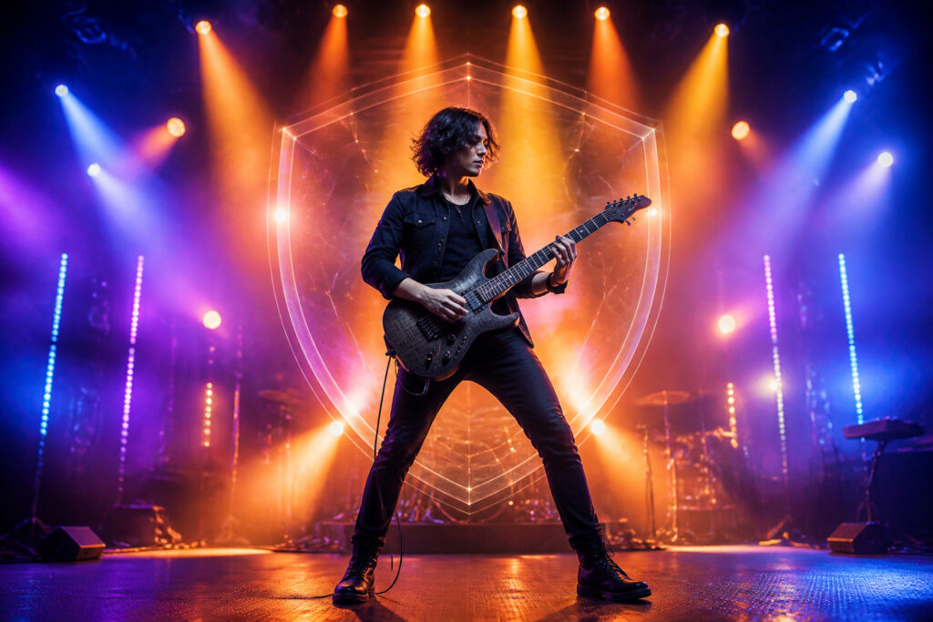 Guitariste sur scene ambiance lumineuse