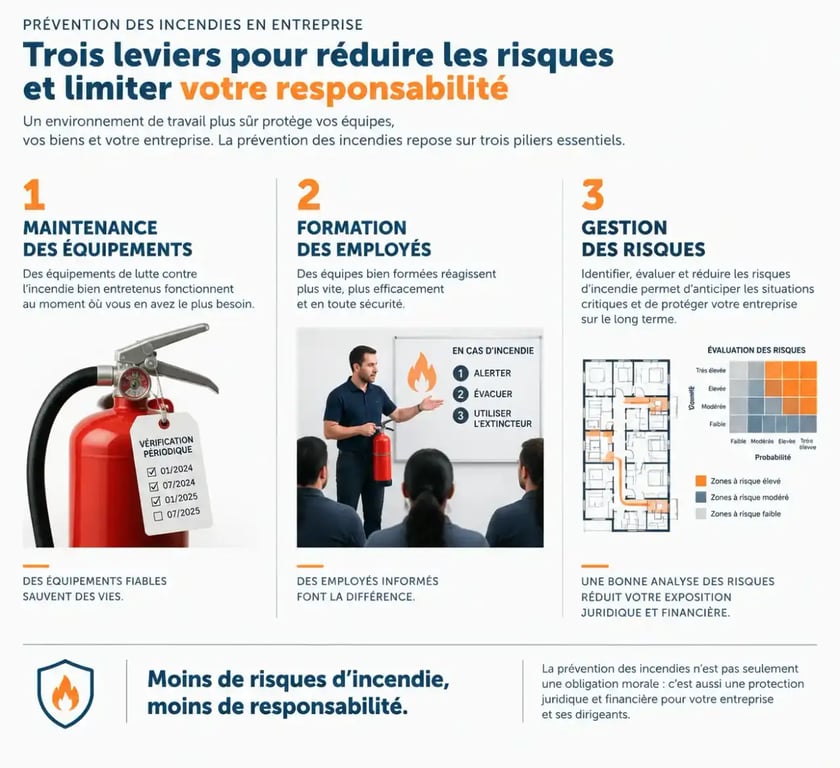 Schéma conceptuel de la prévention des risques incendie et de la responsabilité civile en entreprise